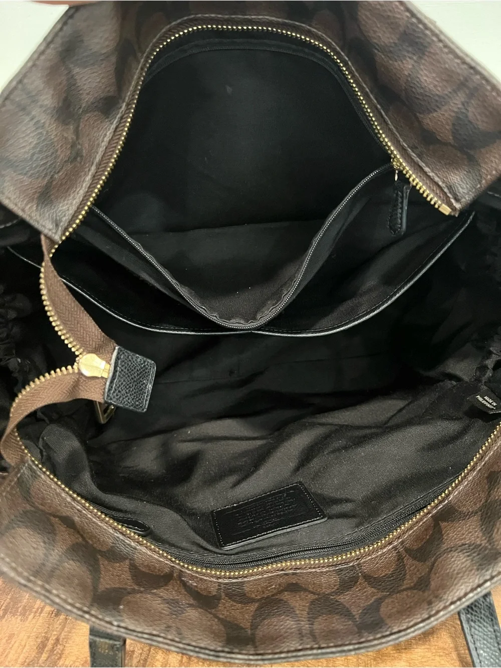 Signature Pattern Brown Diaper Tote Bag with Shoulder Strap